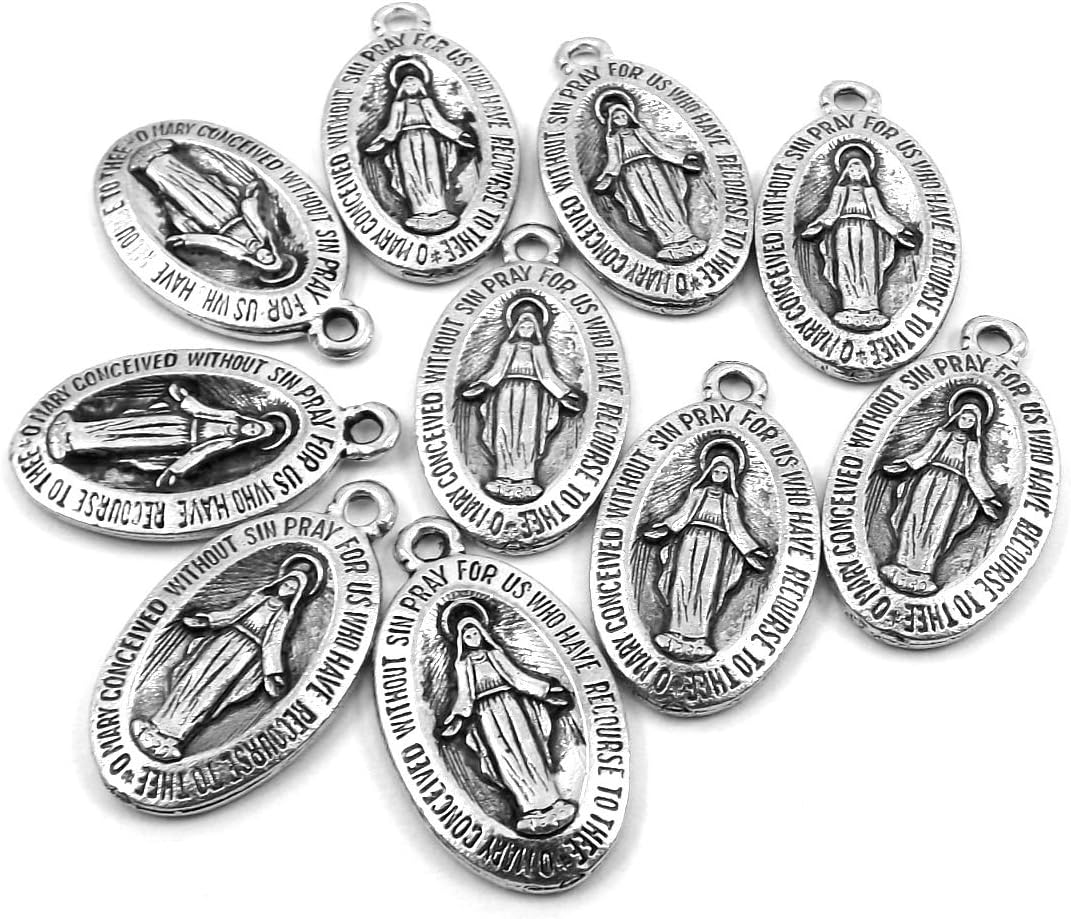 Gold Chest Jewelers Set of Ten (10) Pewter Miraculous Medals