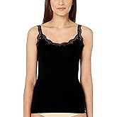 Women's Sexy Ultra Soft Camisole with Lace Trim Cotton Basic Tank Top White
