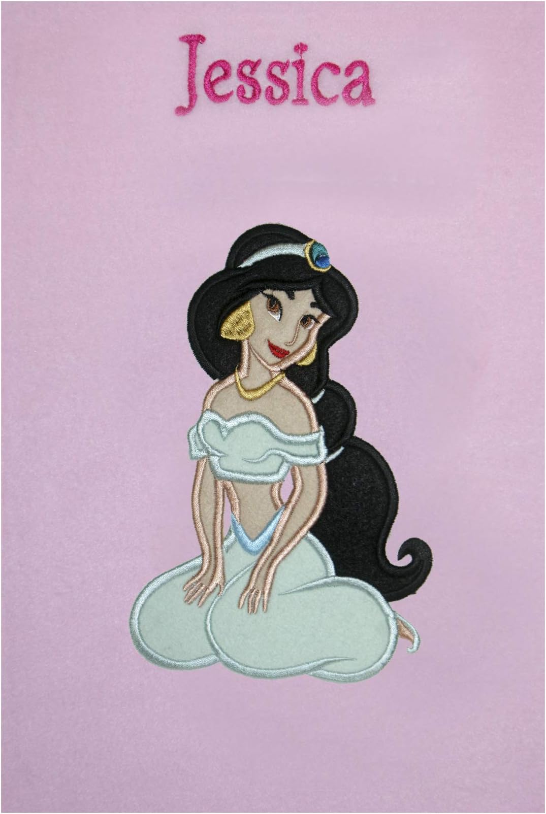 Oh Sew Simple Princess Jasmine Personalised, Embroidered Soft Fleece Baby Blanket - CHOICE OF BLANKET COLOURS AVAILABLE AT CUSTOMISATION POINT