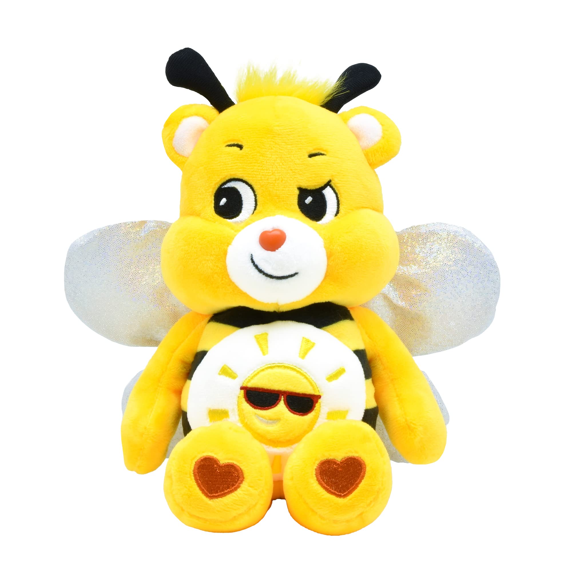 Care Bears - Basic Fun Bumble Bee Bear 22cm Bean Plush – Collectable Soft Toy with Crinkly Wings & Sun Belly Badge, Cuddly Gift for Kids Aged 4+, Ideal for Girls & Boys, 9"