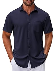 COOFANDY Dress Shirts for Men Short Sleeve Solid