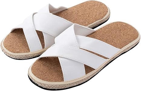 Amazon Co Jp B2c コルク サンダル クロス S ホワイト スリッパ 室内 おしゃれ 来客 ルームシューズ レディース メンズ 来客用 自宅用 職場 ホーム キッチン