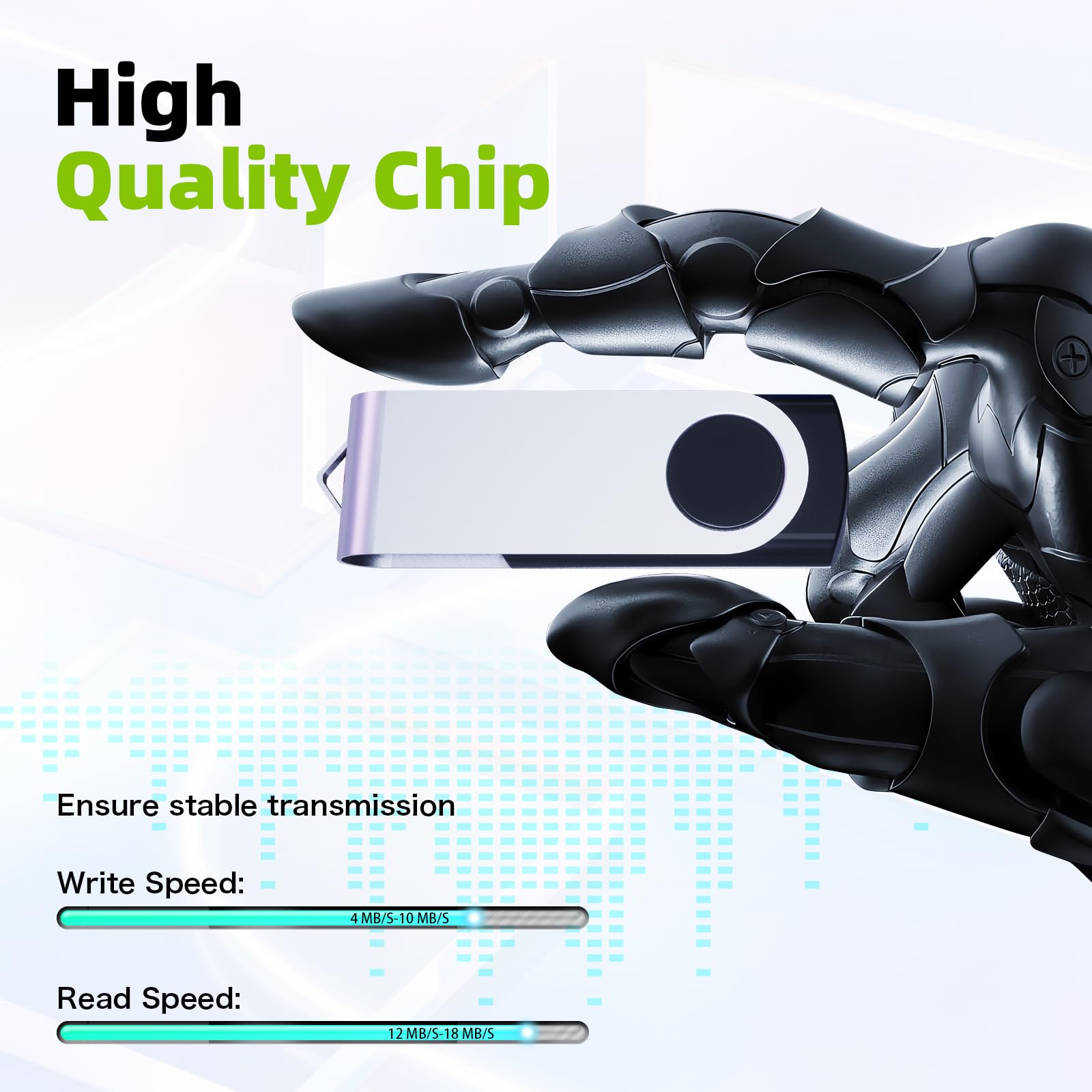 64GB Flash Drive 10 Pack, Wooolken USB 2.0 Thumb Drive Bulk Pen Drive Metal Swivel Memory Stick 64GB 10 Colors Multipack Value Zip USB Drives with Lanyard