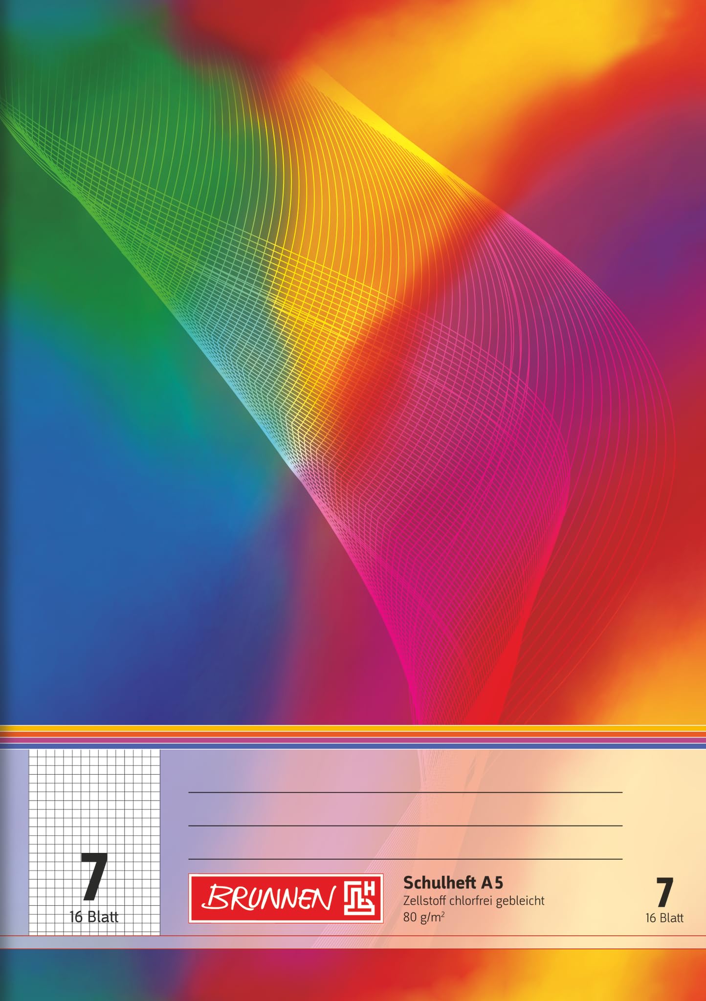 Brunnen 104590702 Exercise Book, A5, 16 Sheets, 7 mm Chequered, ruling Type 7