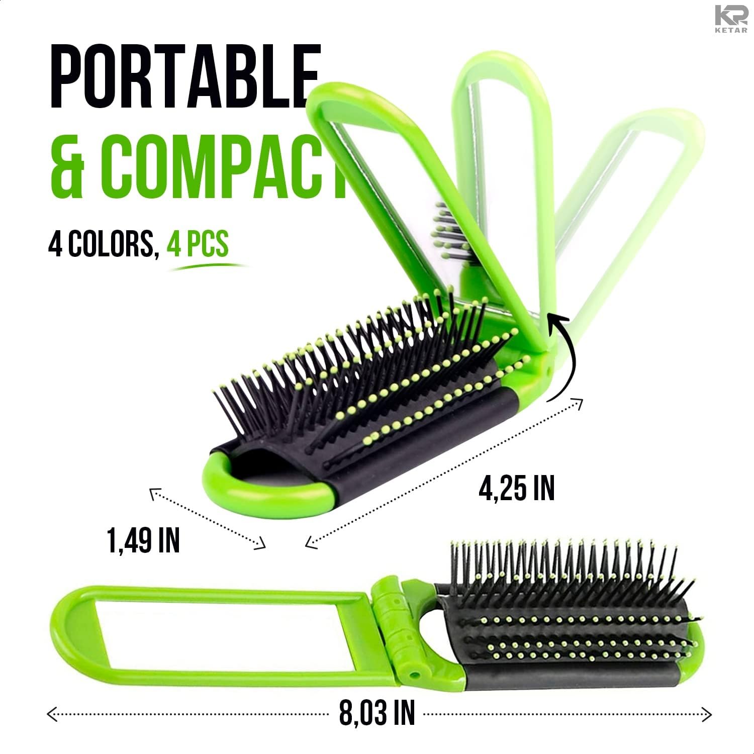 4 Pcs Travel Hair Brush - 4.25x1.49