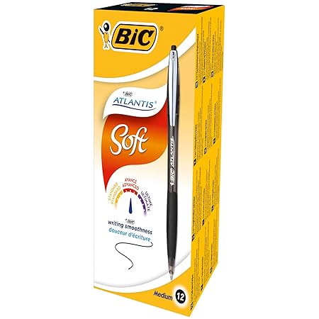 BIC Druckkugelschreiber Atlantis Soft (0.32 mm, Schachtel à 12 Stück) schwarz