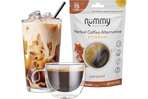 Nummy Creations 75 cup Caramel Instant Caffeine-Free Coffee Alternative with Dandelion. Coffee Substitute, Chicory Coffee (5.3oz)