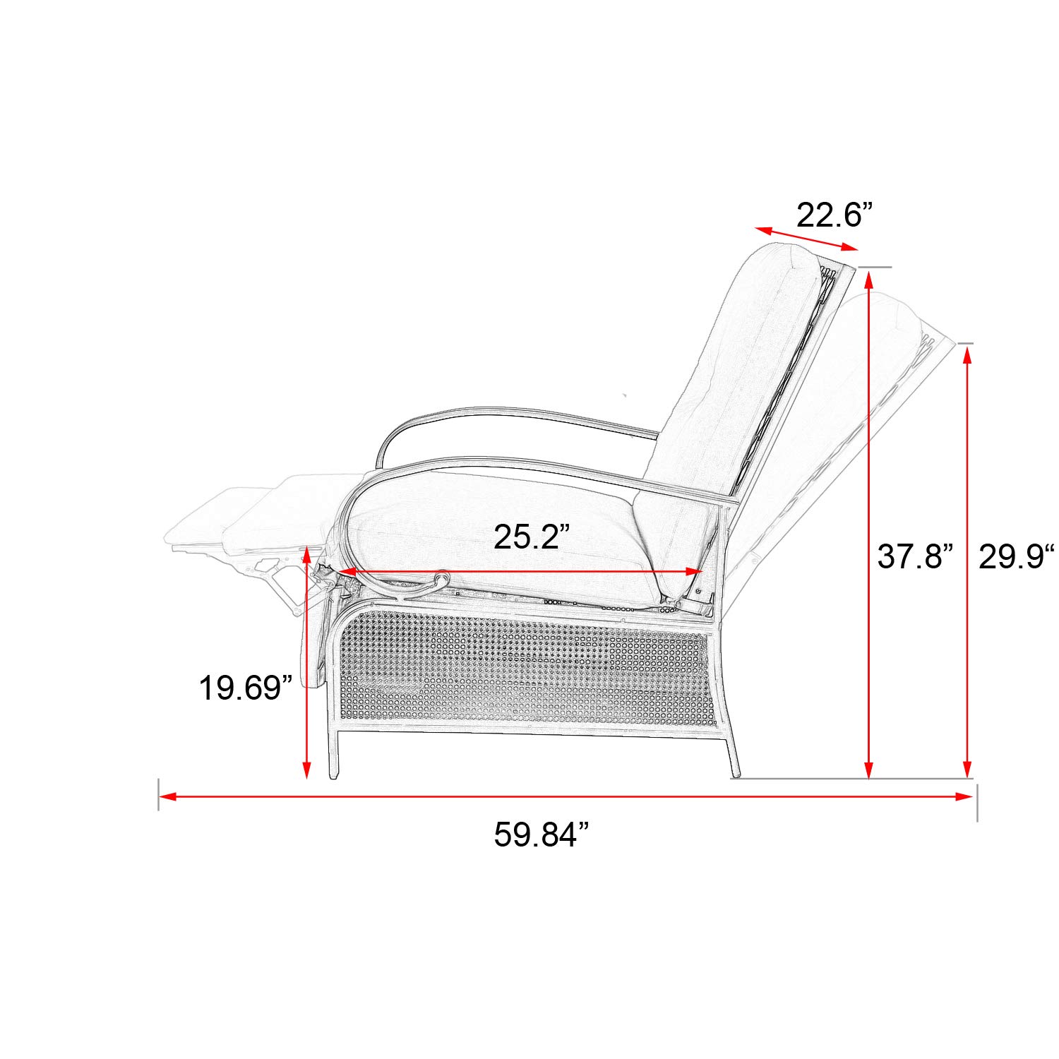 Sailcloth Beige Ulax Furniture Patio Recliner Chair Automatic Adjustable Back Outdoor Lounge Chair With 100 Olefin Cushion Recliners