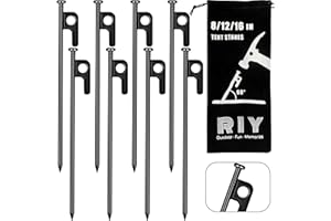 RIY Tent Stakes Heavy Duty 8 inch Metal Tent Pegs for Camping Steel Tent Stakes Inflexible and Unbreakable-8 PCS
