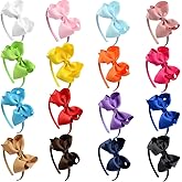 DED 16 Pack Hair Bows Plastic Hair Headband Grosgrain Ribbon Headbands Hair Hoops Hair Accessories for Baby Girls Kid