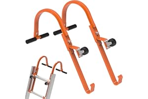 ZWANPING 2 Pack Ladder Roof Hook with Wheel Heavy Duty Steel Ladder Stabilizer, Roof Ridge Extension, Rubber Grip T-Bar for Damage Prevention, 500 lbs Weight Ratin, Fast & Easy to Access Steep Roofs(Patent)
