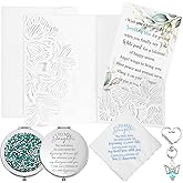 Unittype 5 Pcs Something Blue for Bride Wedding Handkerchief Card Envelope Compact Mirror Angel Charm, Mother to Daughter Wedding Gifts Bridal Shower Keepsake