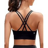 AegisChic Strappy Sports Bra for Women Yoga Sports Bras Criss-Cross Back Workout Medium Support with Removable Cups