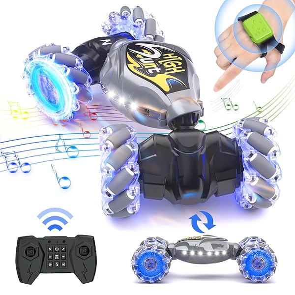 TERUCLE RC CARS, 2.4GHZ 4WD NEW GRAVITY GESTURE SENSING REMOTE CONTROL CAR TOYS, STUNT TWIST TRUCK TOYS FOR 6-12 YR BOYS & GIRLS, RC DRIFT CAR WITH LIGHT MUSIC BEST GIFT FOR KIDS AGE 7 8 9 10 11 YR