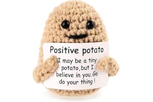 FZBJAYOON Funny Positive Potato Crochet Potato with Positive Card Funny Home Decor Potato - Cheer Up Gifts for Friends Party Decoration Mini Crochet Accessories 3in (P Potato)