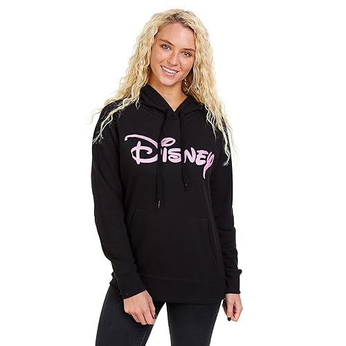Disney Women's Plain Logo Hoodie, Black (Black Blk), 12 UK
