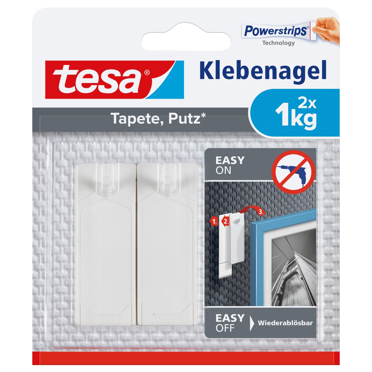 tesa Adhesive Nail for Wallpaper & Plaster 1kg, White