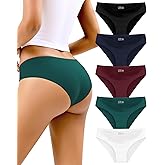 Cevapro Seamless Underwear for Women, Low Rise No Show Hipster Panties Cheeky Soft Bikini Stretch Invisible Briefs 5 Pack