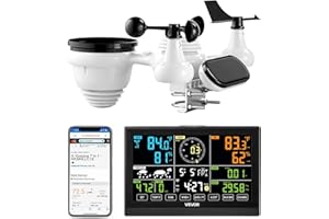 VEVOR 7-in-1 Wi-Fi Weather Station, 7.5-Inch VA Display, Solar Powered Wireless Outdoor Sensor, Home Weather Station Indoor O