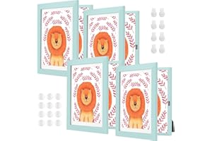 ABCHIOPQ 4 Pack Blue Kids Art Frame, 8.5x11 Front Opening Wood Kid Artwork Frames Changeable, Wall-mounted or Standing Children Art Frame with Mat, Holds 150 Pcs, Drawing Display Storage Frames