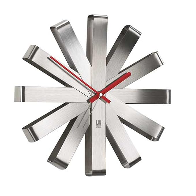 Umbra Ribbon Brushed Steel Wall Clock, 30.48 cm Nickel Amazon.co.uk