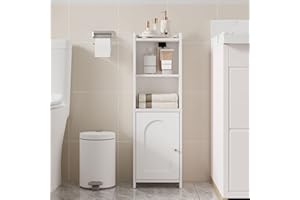 Hzuaneri Bathroom Storage Cabinet, Corner Floor Cabinet with Doors and Adjustable Shelf, Narrow Toilet Paper Cabinets, Bathro