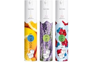 CLESH Toilet Spray, Bathroom Odor Eliminator, 3 Pack, 1 fl oz Each, Up to 150 Uses, Travel Size, For Home and Travel, Essential Oils Freshener Spray, Lemon, Hibiscus, Lavender