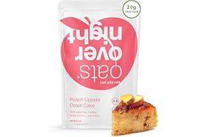 Oats Overnight - Peach Upside Down Cake - 20g Protein, High Fiber Breakfast Shake - Gluten Free, Non GMO Oatmeal (2.7 oz per Meal) (8 Pack)