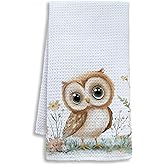 Shrago Owl Decor Kitchen Towels, Gifts for Owl Lovers Dish Tea Towels for Kitchen, Animal Lover Gifts Decorative Hand Towel for Kids Bathroom Decor, 16x24 Inch