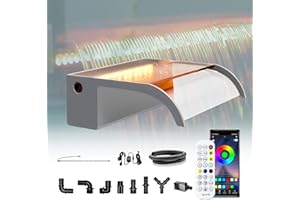 Waterfall Pool Fountain, LONGRUN Acrylic Waterfall Spillway for Pools and Ponds - 11.8" Wide Decorative Water Feature for Swimming Pools, Koi Ponds, and Garden