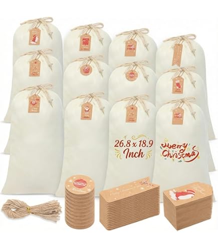 Lot De 10 Sacs Cadeaux Vierges En Toile Avec Cordon De Serrage, Adaptés Pour La Sublimation, La Sérigraphie, Les Graffitis à Faire Soi-même
