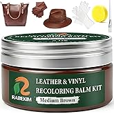 RABEKIM Medium Brown Leather Repair Kit, Leather Recoloring Balm – Restore & Repair Faded Leather on Couches, Car Seats, Shoes & Furniture | Leather Color Restorer & Conditioner | Easy DIY Application