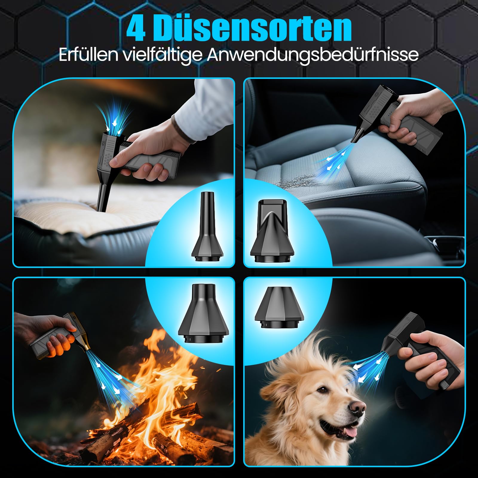 Electric Air Duster,130000RPM Elektrische Staubgebläse Druckluftspray, 3-Gang Mini-Elektrische Staubgebläse, Super Power Turbo Gebläse für Computer, Tastatur, Haus, Outdoor und Auto 6