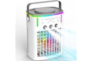 BIETRUNPRO Portable Air Conditioners Fans, 4 in 1 Humidifier/Air Conditioner/Fan/Night Light, 3 Wind Speed & Spray, 2-8H Timer, Personal Mini Evaporative Air Cooling Fan with Remote, for Home/Office/Bedroom