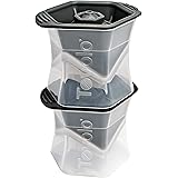 Tovolo Leak-Free, Slow-Melting Colossal 2.25-Inch Cube Ice Silicone Sealed Lid Anti-Tip, Set of 2 Stackable Molds for Whiskey