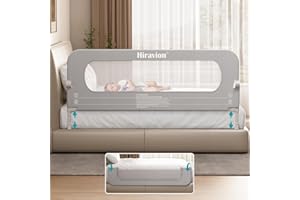 Foldable Bed Rail for Toddlers, Adjustable Baby Bed Rail Guard fits Twin/Queen/King Size Beds, Double Crossbar Safety Side Ra