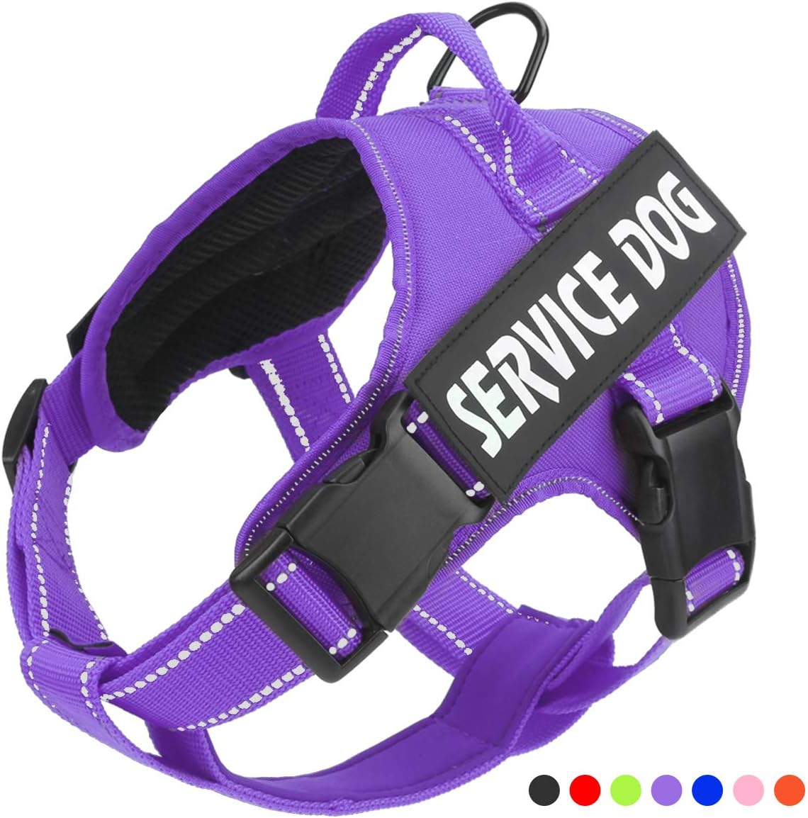 Service Dog Harness, No Pull Dog Harnesses with Handle - Breathable and Easy Adjust Dog Walking Vest for Small Medium Large Dogs - No More Pulling, Tugging or Choking (with 2 Removable Patches)