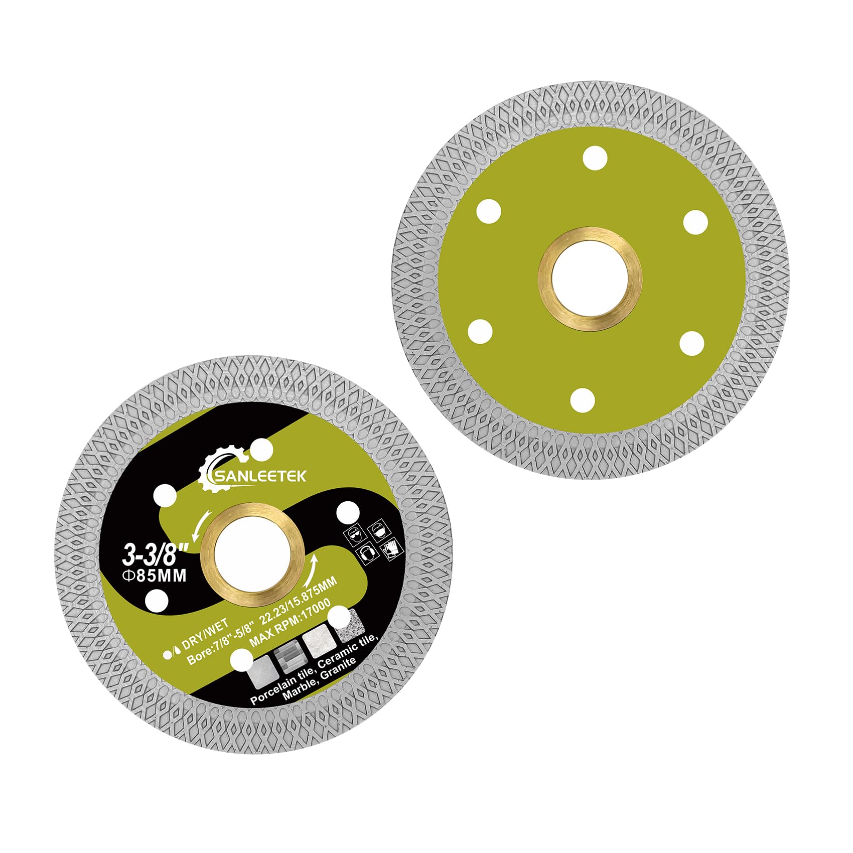 Diamond Cutting and Grinding Discs 85mm - 2pcs X Mesh Disc Cutter Diamond Blade for Ceramic Tile Porcelain Marble Granite Artificial Stone SANLEETEK