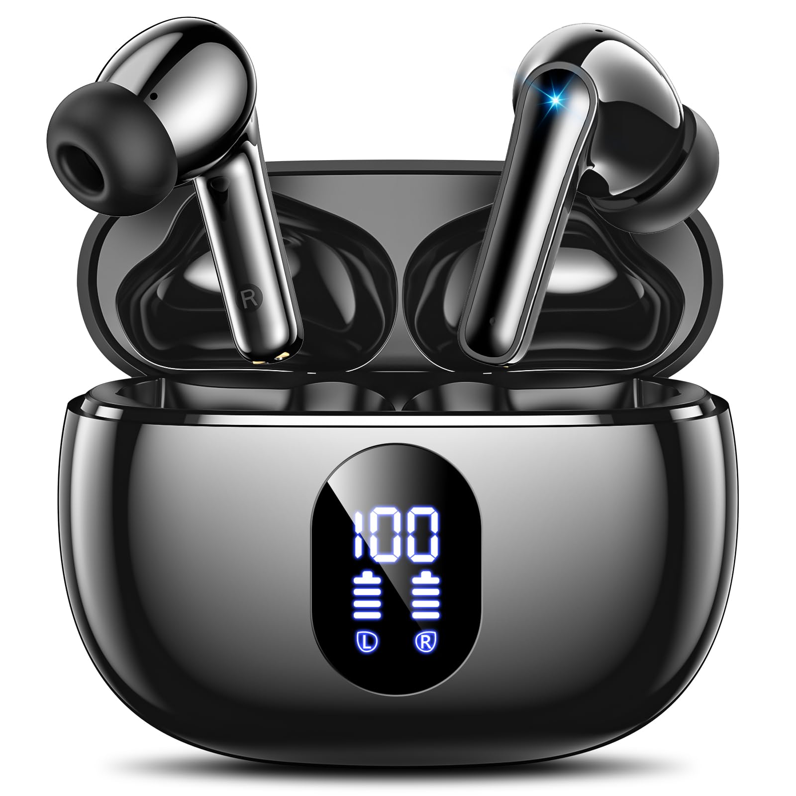 Photo 1 of ZZU Wireless Earbuds, Bluetooth Ear Buds with Big Bass Stereo Sound, 48 Hours Playtime, Lightweight in-Ear Fit Earphones, IPX7, Hands-Free Calls with AI for iPhone, Android, Pad, Sports, Workout