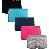 Reebok Girls Boyshorts Underwear - 5 Pack Soft Breathable Panties Boy Shorts Seamless Underwear for Girls (Sizes: 6-16)