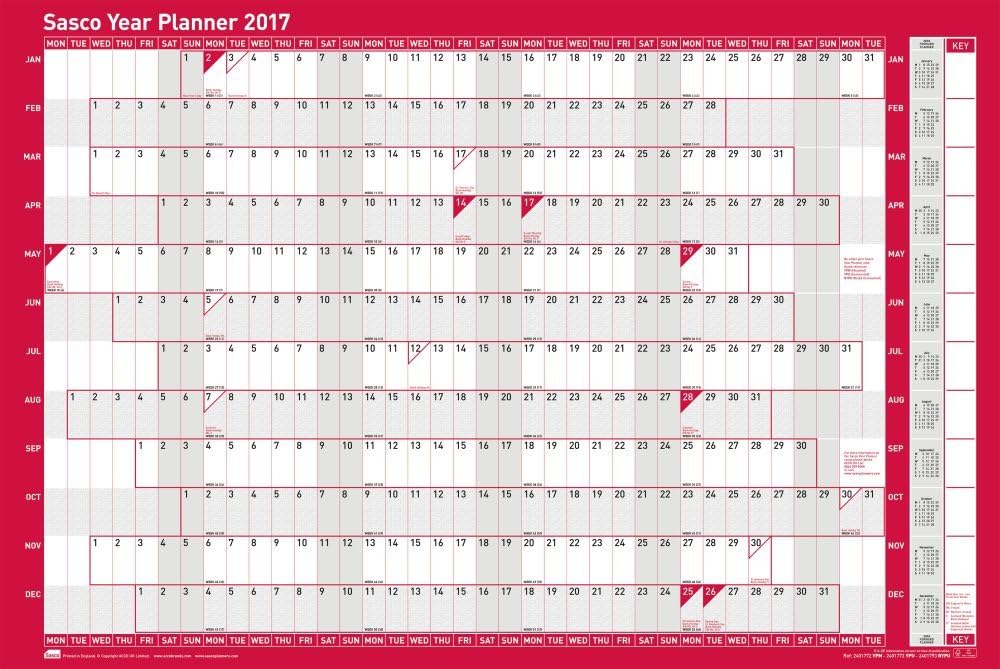 Sasco 2017 Original Year Planner Kit, 915 x 610 mm - Unmounted