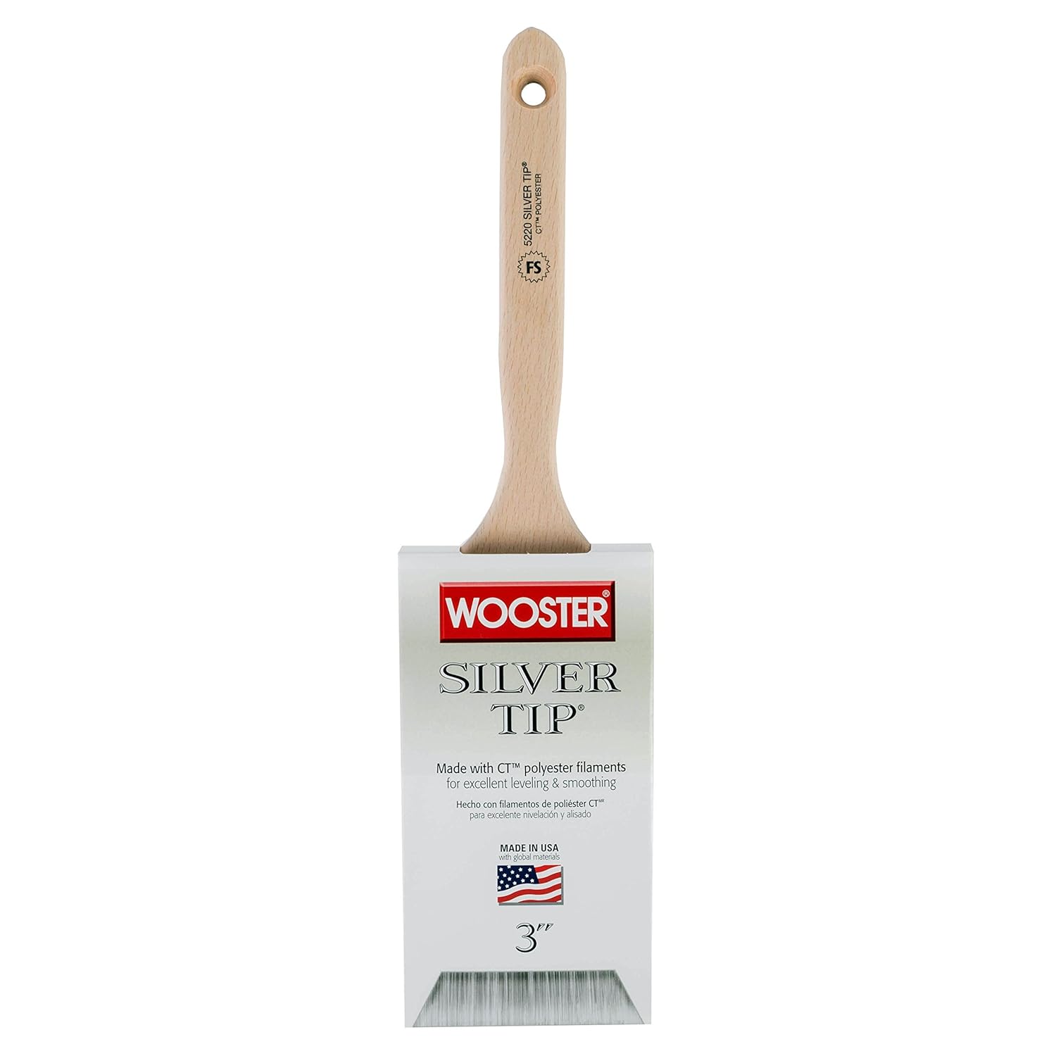 Wooster Brush 52203 Silver Tip Flat Sash Paintbrush, 3Inch