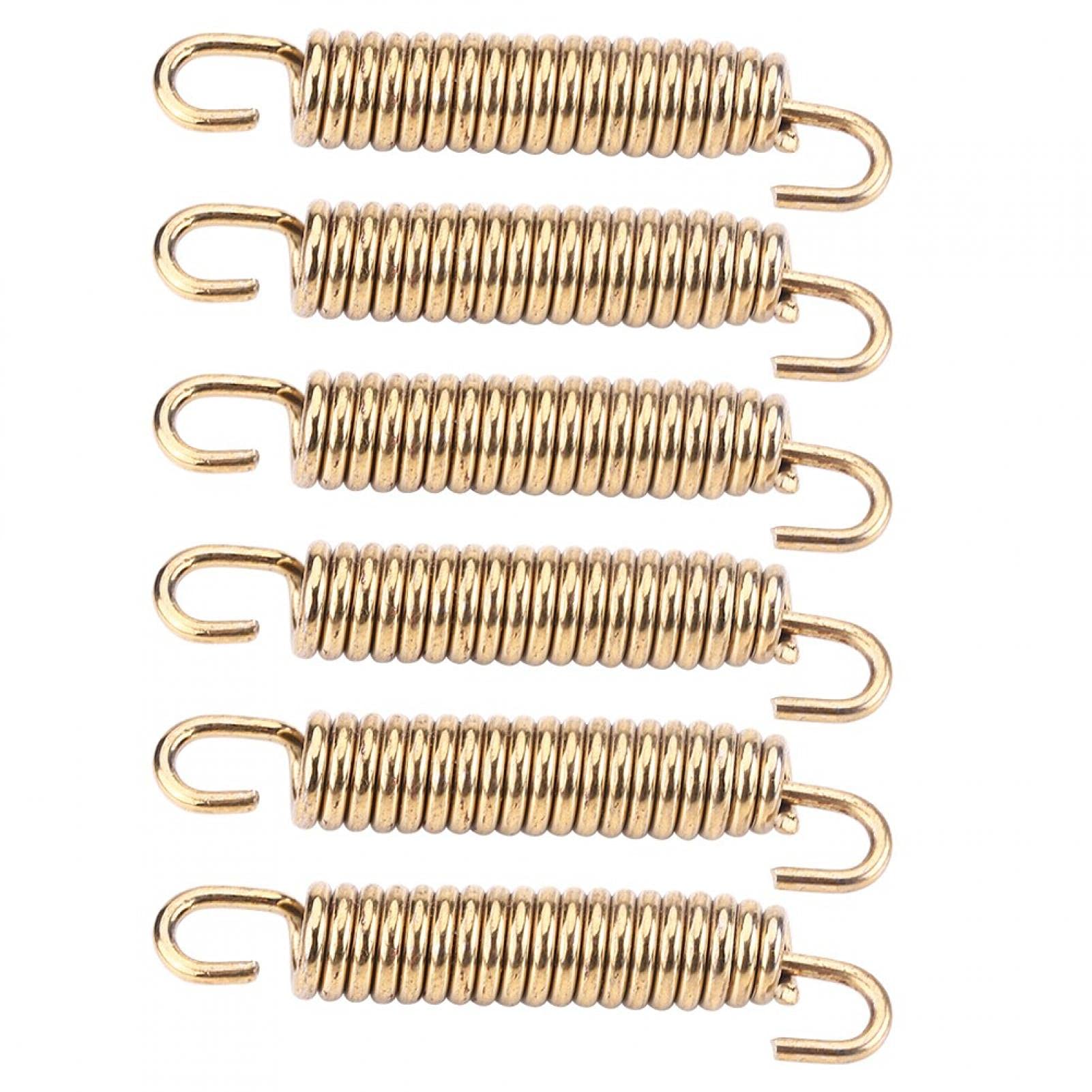 Qiilu 6pcs Stainless Steel Muffler Exhaust Pipe Spring Hooks for Motorcycle Scooter ATV(Gold)