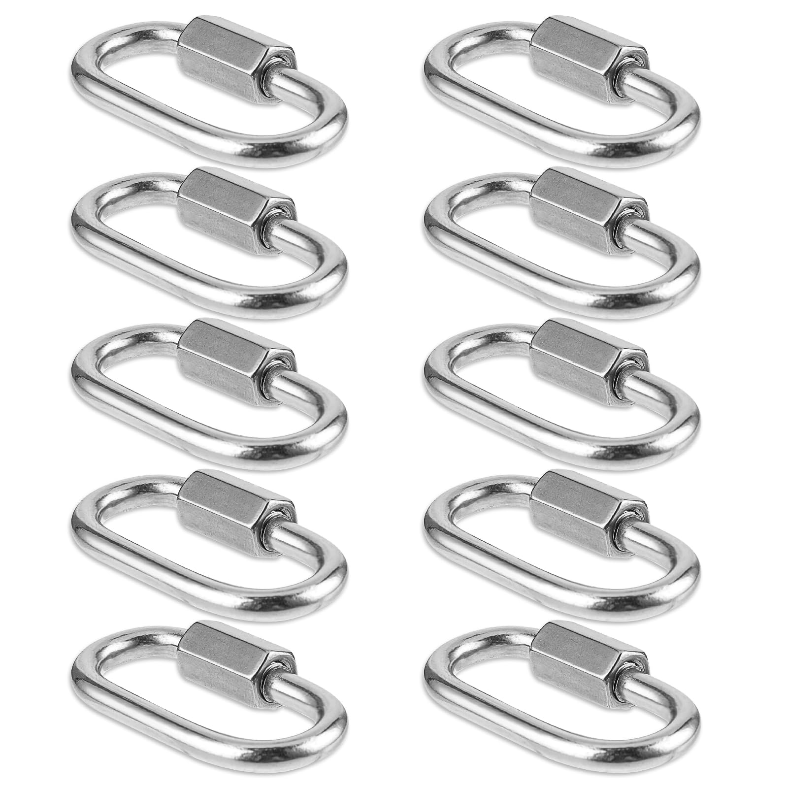 Mabor 10Pcs Small Carabiner Clips 304 Stainless Steel Heavy Duty Carabiners M3.5 Locking Carabiners Quick Chain Link Key Ring Clips with Screw for Camping Hiking Swing Hammock