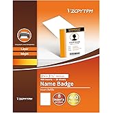 Customizable Name Badges Insert,2-1/4x3-1/2 Inch Vertical,White Printable Name Tag Insert Refills for Name Tag Holder,Laser/Inkjet Printable,400 Total Badges Insert(No Clip)