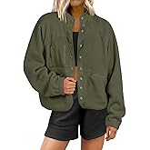 ANRABESS Womens Fuzzy Fleece Jacket Fall Casual Long Sleeve Cropped Sherpa Button Down Shacket Coats Outwear With Pockets