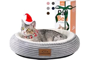 Zerbuger 20in Washable Cat Beds for Indoor Cats - Round Donut Pet Bed for Cats, Small Dogs, Puppy, Kitten - Anti-Slip Bottom, Calming Bed Gift - Ideal for Every Home Space - Light Grey