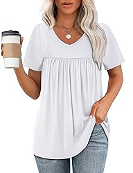 White Shirts for Women Summer Short Sleeve Tops V