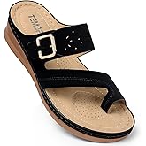 TEMOFON Flip Flops for Women Summer: Comfortable Walking Sandals,Arch Support,Orthopedic Bunion Sandal, Dressy Black/Navy/White Sandals Size 5-11