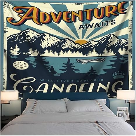 Amazon Co Jp アメリカンレトロキャンプタペストリーウォールベッドルームリビングルームのための布バーの背景タペストリー装飾をぶら下げ装飾壁布をぶら下げ 1014 Color B Size 100 150cm ホーム キッチン